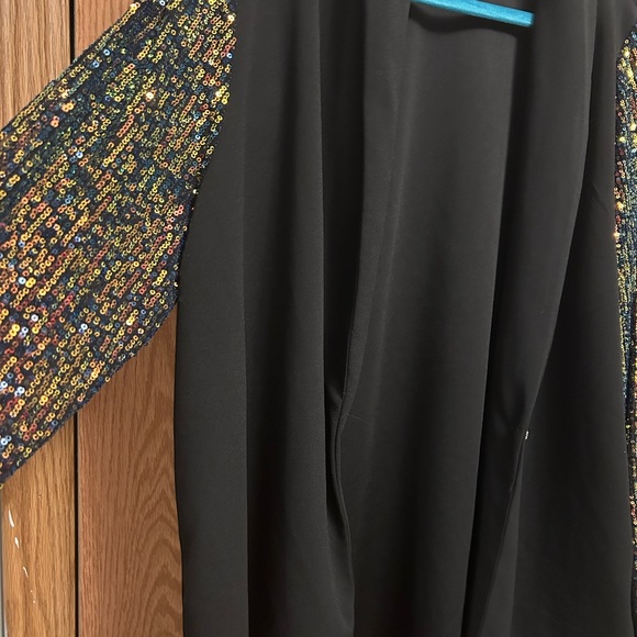 Zig Zag Stripe Blazer with Sequin Sleeves - Picture 3 of 4